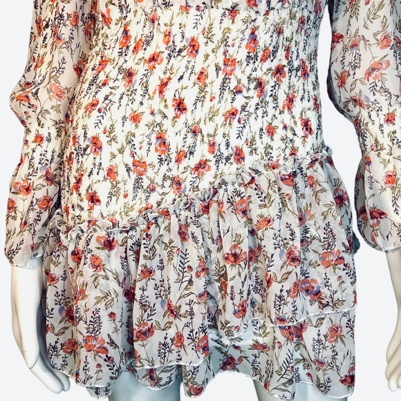 Princess Polly Floral Smocked Ruffle Layered Skirt Long Sleeve Dress ~ Size 8 - Picture 5 of 12